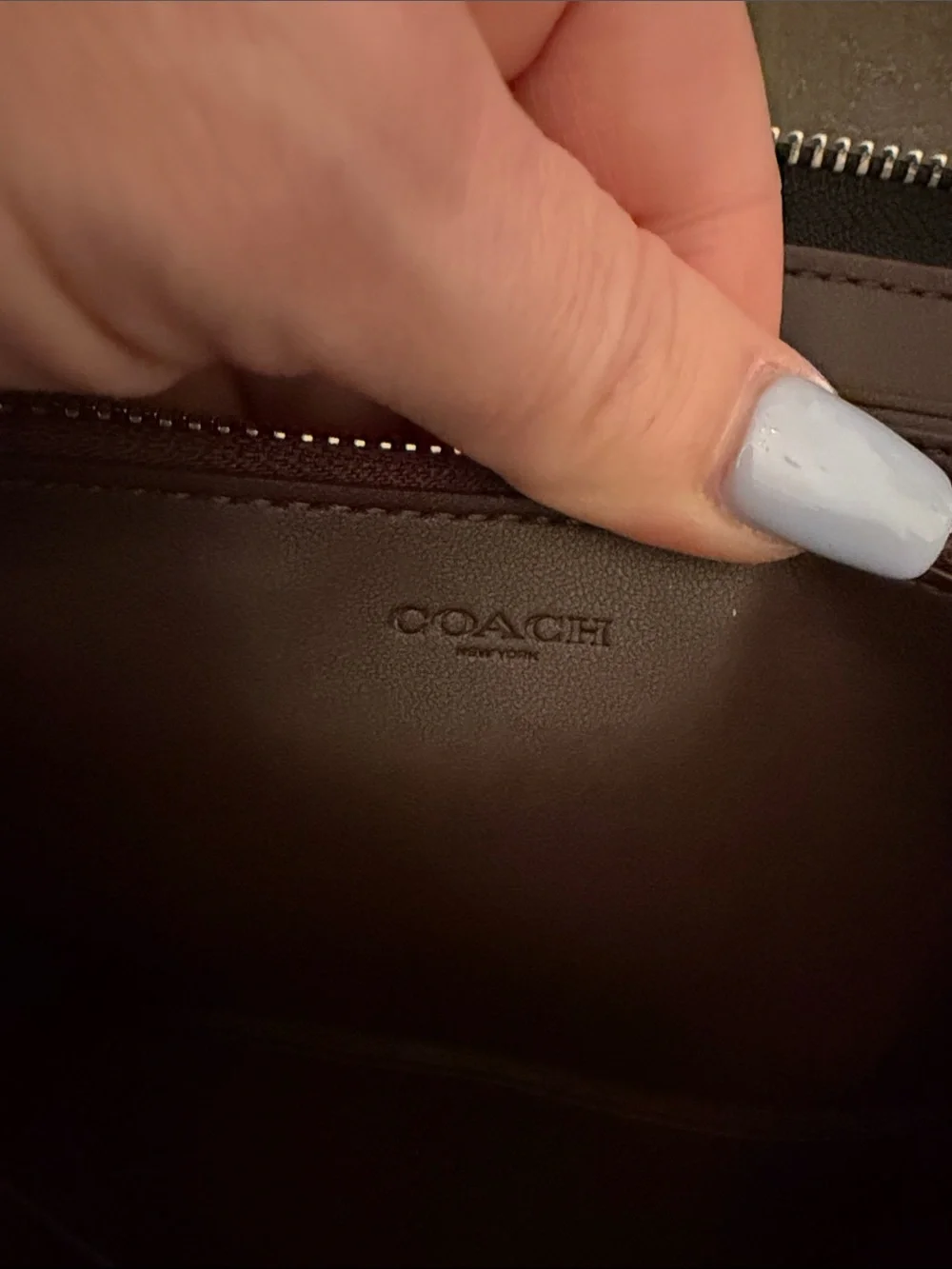 Coach Black Leather Zip-Around Wallet with Pink Floral Accents
